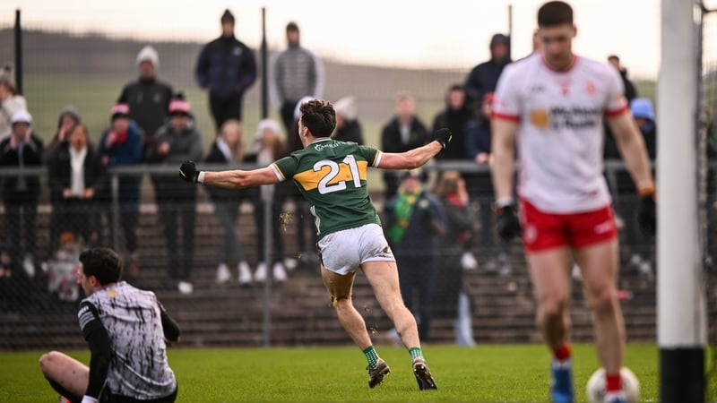 Kerry's David Clifford wheels away after the first of his three goals against Tyrone