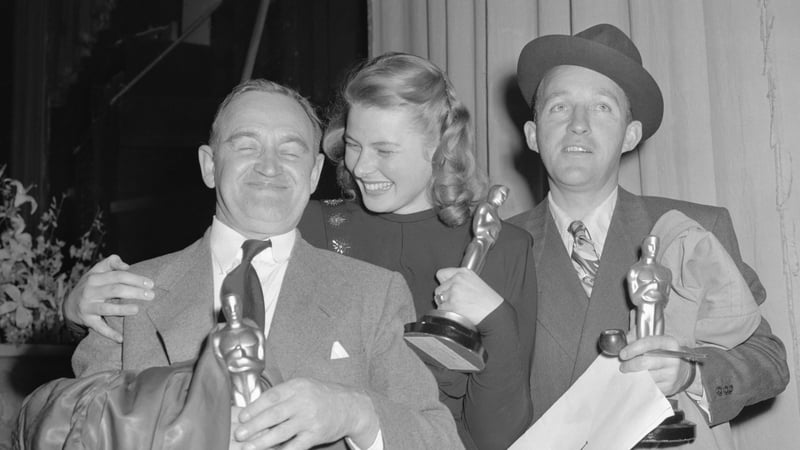 Barry Fitzgerald with Ingrid Bergman and Bing Crosby. Getty Images