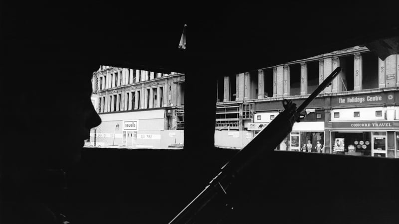 An armed British soldier on patrol in Belfast in 1970. Photo: Michel Artault/Gamma-Rapho via Getty Images