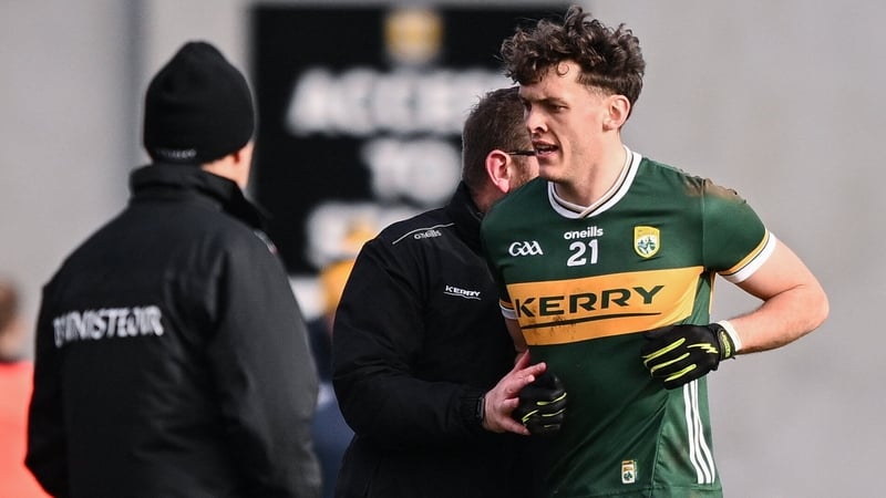 Kerry's David Clifford leaves the pitch after being shown a black card against Tyrone