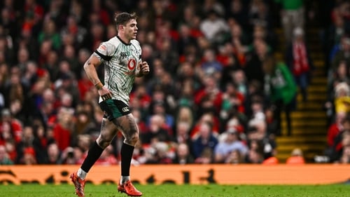 Garry Ringrose leaving the field of play in Cardiff