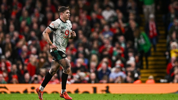 Garry Ringrose leaving the field of play in Cardiff