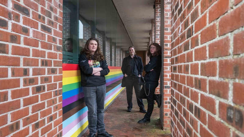 Matt Browne, MTU LGBT+ society; Logan Davidson, Global Account Manger at Telus Digital Ireland and Karma Cronin, MTU LGBT+ society