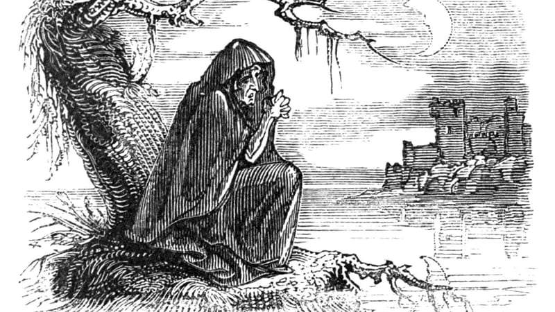 Bunworth Banshee, illustration by W.H. Brooke in Fairy Legends and Traditions of the South of Ireland by Thomas Crofton Croker, 1825. Photo: Public Domain