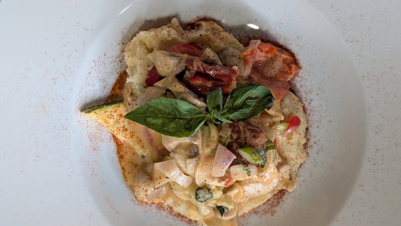 Trisha Lewis' chicken in a creamy mushroom sauce