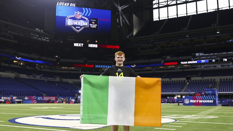 Ross Bolger is flying the flag for Laois and Ireland at the NFL Combine (Credit: AP/NFLUK Ireland)