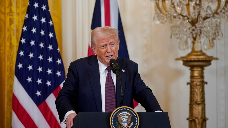 US President Donald Trump speaks during a news conference