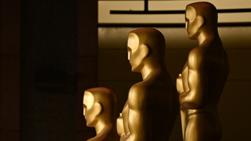 Oscars statues are displayed during preparations for the 97th Annual Academy Awards in Hollywood, California
