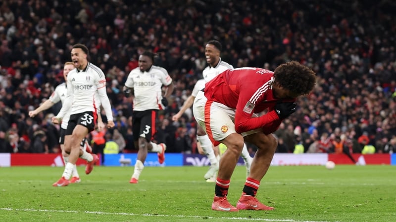 Joshua Zirkzee reacts after his penalty miss which had followed Victor Lindelof's miss earlier in the shootout