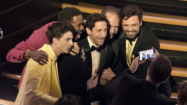 (L-R) Timothée Chalamet, Colman Domingo, Adrien Brody, Ralph Fiennes and Sebastian Stan