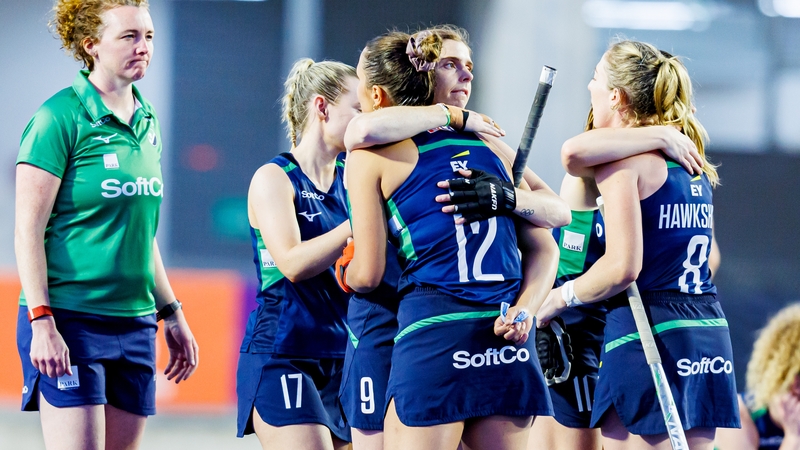Kathryn Mullan with Elena Neill after the shootout (Image: WORLDSPORTPICS RODRIGO JARAMILLO)