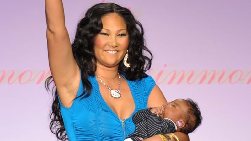Designer Kimora Lee Simmons and son Kenzo Lee Hounsou on the runway at the Baby Phat & KLS Collection Spring 2010 fashion show