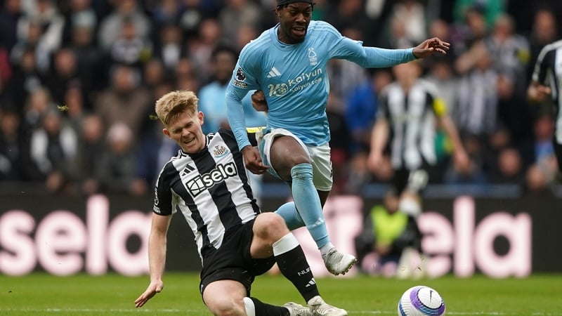 Lewis Hall (L) had featured in all of Newcastle United's Premier League games this season