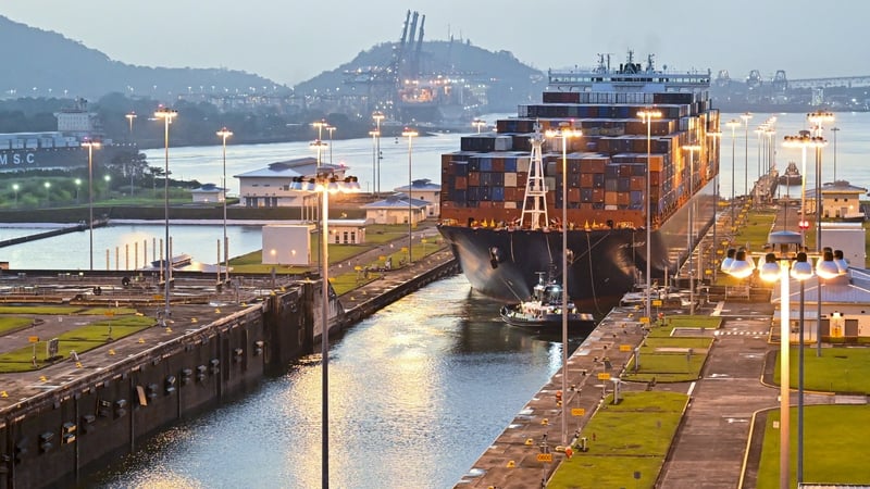 A cargo ship transits through Panama Canal Cocoli locks in Panama City last month