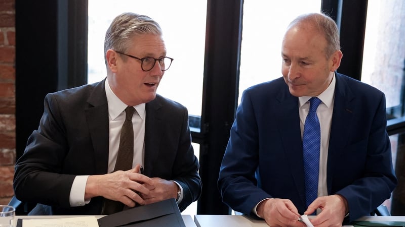 Keir Starmer and Micheál Martin attend a business roundtable at the UK-Ireland Summit this morning