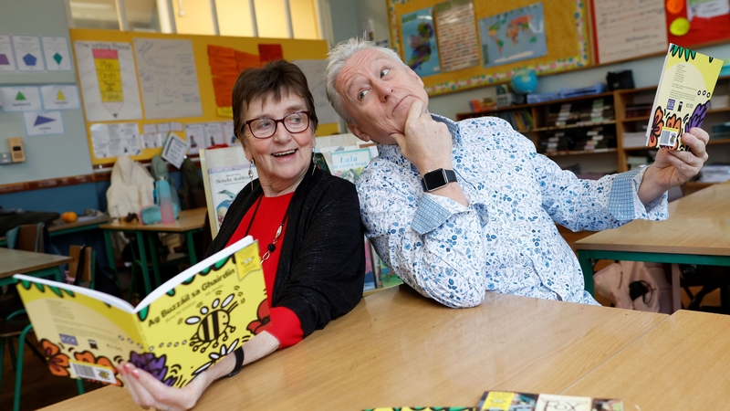 Laureate na nÓg Áine Ní Ghlinn with illustrator Andrew Whitson