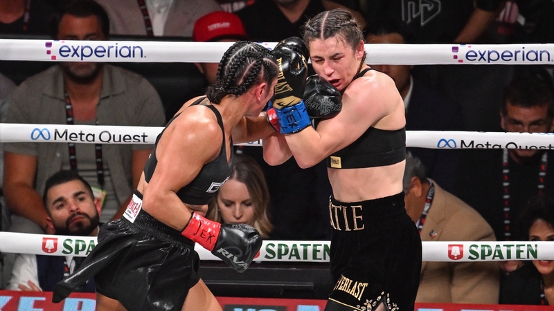 Katie Taylor (right) and Amanda Serrano in action last November