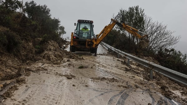 A road damaged by a landslide in Valencia