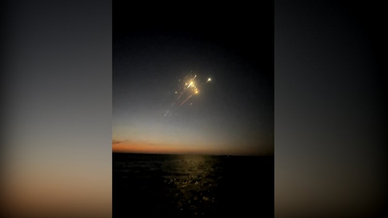 Several videos on social media reportedly showed fiery debris streaking through the dusk sky over the Bahamas