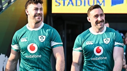 Caelan Doris (l) and Jack Conan will win their 50th caps this afternoon