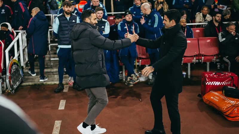 Ruben Amorim and Mikel Arteta during the Premier League meeting between their sides last December