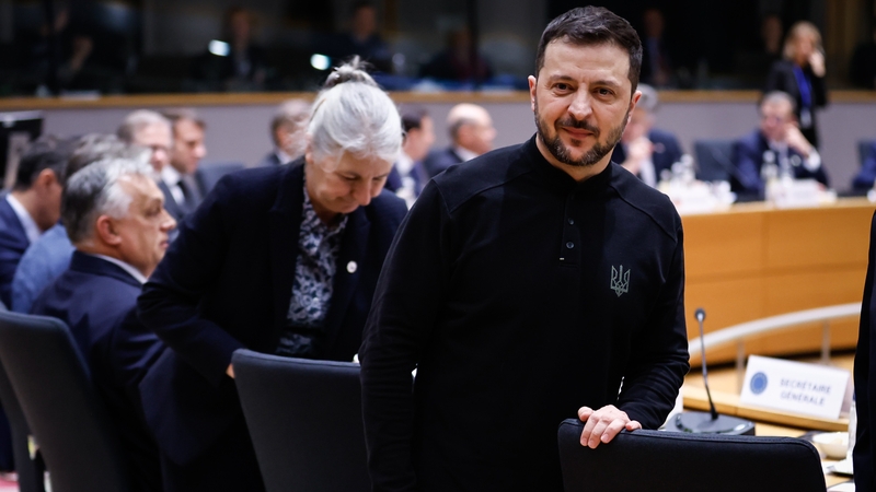 Ukraine's President Volodymyr Zelensky during a special European Council meeting in Brussels