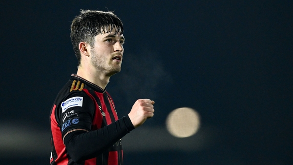 Colm Whelan celebrates after completing his hat-trick