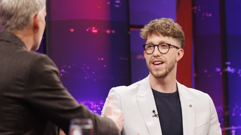 Olympian Daniel Wiffen pictured with Patrick Kielty on Friday's Late Late Show. Pictures by Andres Poveda.