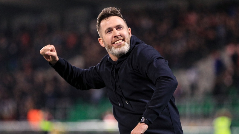 Stephen Bradley salutes the home fans after Shamrock Rovers' win against St Pat's
