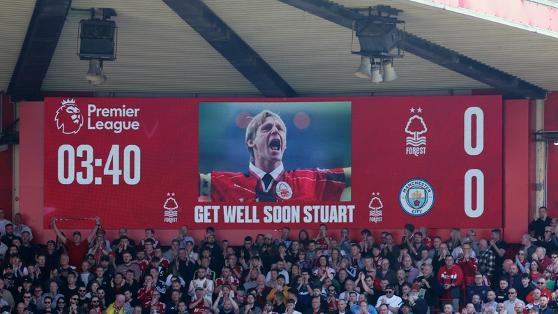 A message of support for Stuart Pearce was displayed during Saturday's Premier League game between Nottingham Forest and Man City