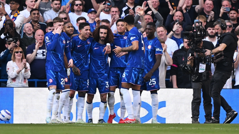 Chelsea players celebrate Marc Cucurella's goal