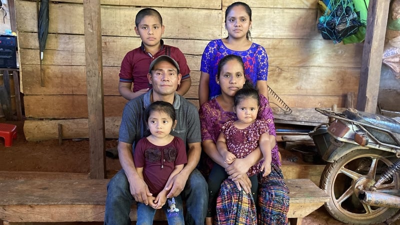 Julio and Ilma Paau Quib with their children in La Paz, Guatemala
