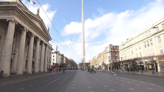 O'Connell Street in Dublin on St Patrick's Day (2020)
