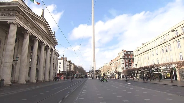 O'Connell Street in Dublin on St Patrick's Day (2020)