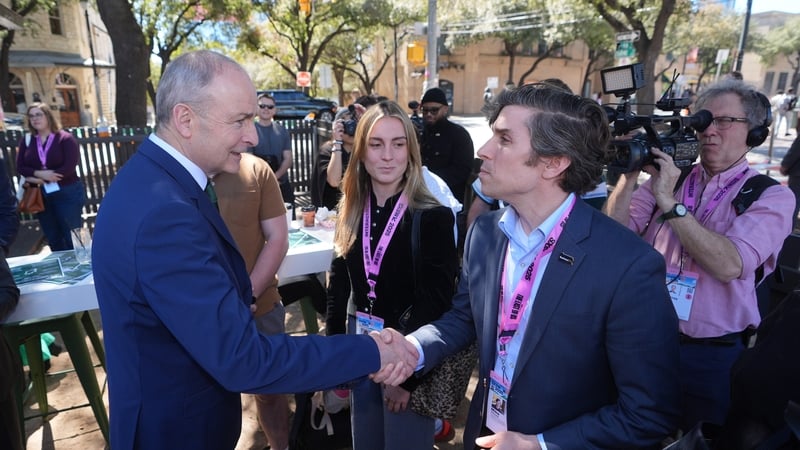 Micheál Martin meeting members of the public at a pop-up Gaeltacht event in Austin, Texas