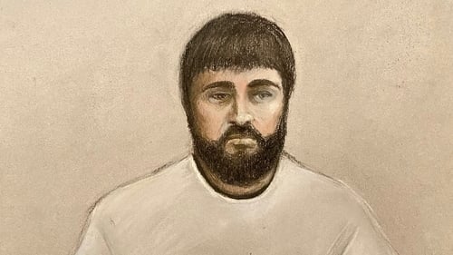 A court sketch of Kyle Clifford, who was convicted of the murders of his ex-partner Louise Hunt and her mother and sister