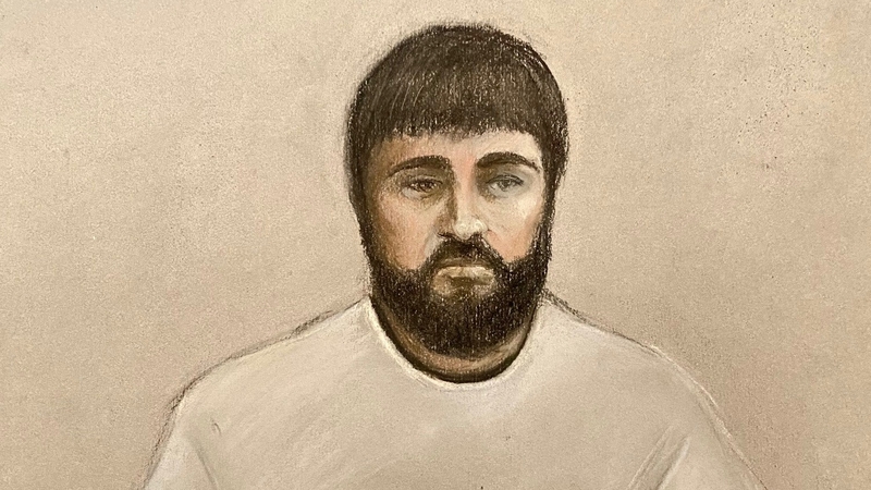 A court sketch of Kyle Clifford, who was convicted of the murders of his ex-partner Louise Hunt and her mother and sister
