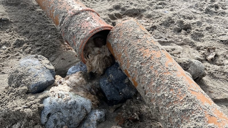 Fingal County Council has said it is not responsible for the pipe, part of which runs along the surface of the sand