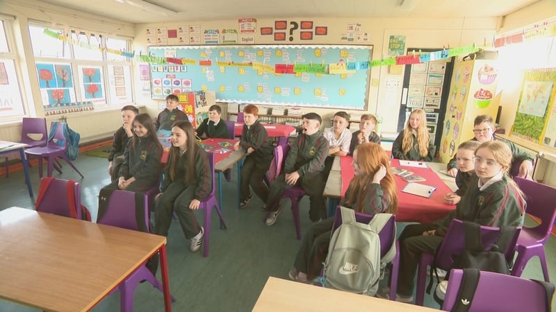 Fourth class pupils at St Joseph's National School look back on footage taken during Covid