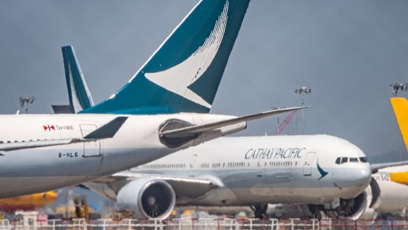 Cathay Pacific Airways planes at Hong Kong International Airport