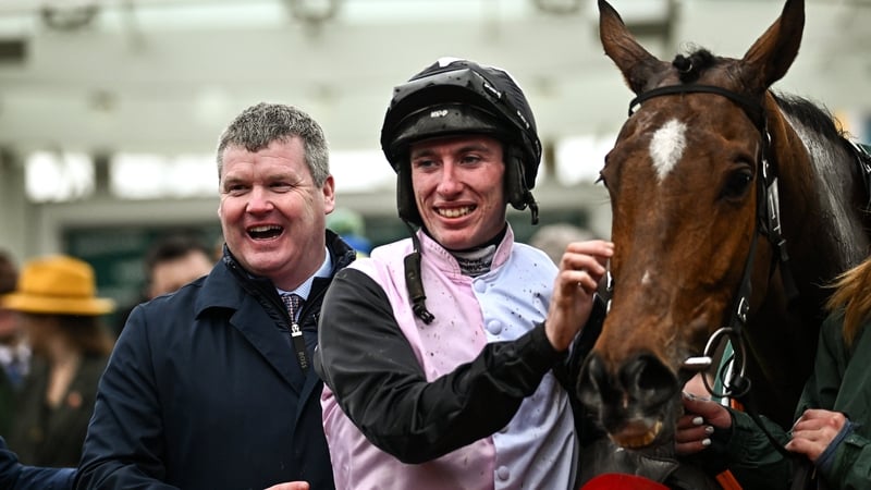 Jack Kennedy (C) rode Teahupoo to victory in the Stayers' Hurdle for Gordon Elliott at Cheltenham last year