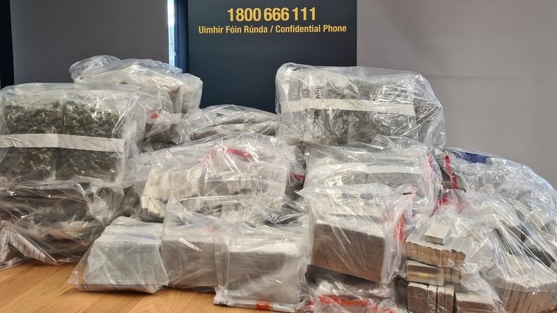 Cocaine and cannabis, with an estimated potential street value of €1.94 million was seized