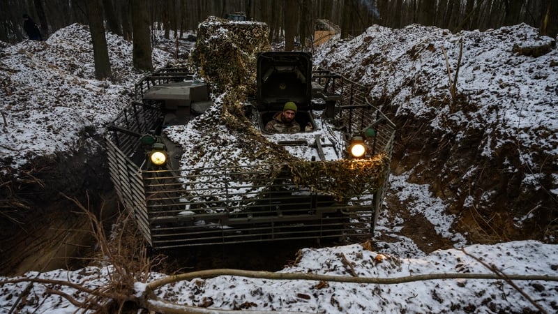 A Ukraininan position is manned during ongoing cross-border operations in the Kursk region