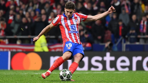 Julian Alvarez's penalty went in but was subsequently ruled out by VAR for a double-touch on the ball as he slipped