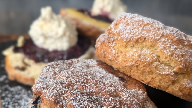 Mags' scones with jam, cream, and lemon curd: Today