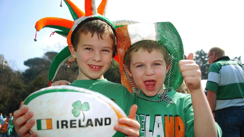 Two young Ireland fans cheer on the team ahead of the clash with Italy in Rome back in 2007