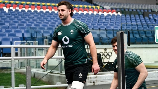 Caelan Doris at the captain's run in Rome on Friday afternoon