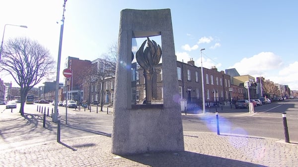 A memorial depicting the flame of hope in Dublin city which was designed in conjunction with relatives of people who have died from heroin