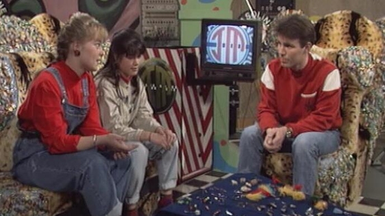 Young jewellery designers with Jo-Maxi presenter Ray D'Arcy (1990)