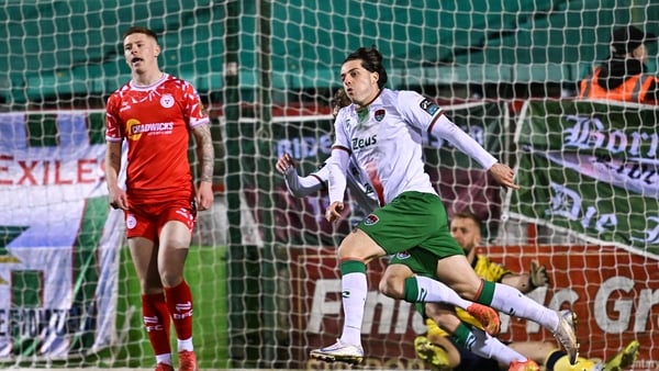 Ruairí Keating of Cork City wheels away after giving the visitors the lead